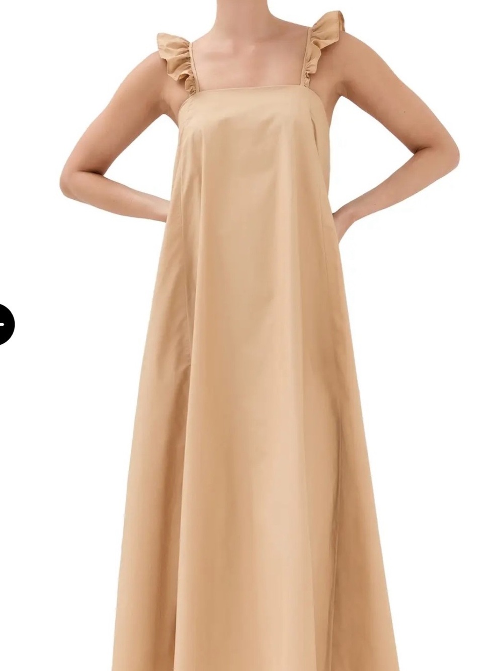 Ruffle Strap Maxi Dress - Beige